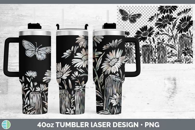Cottage Flowers Aster Laser 40oz Tumbler Sublimation Tumbler