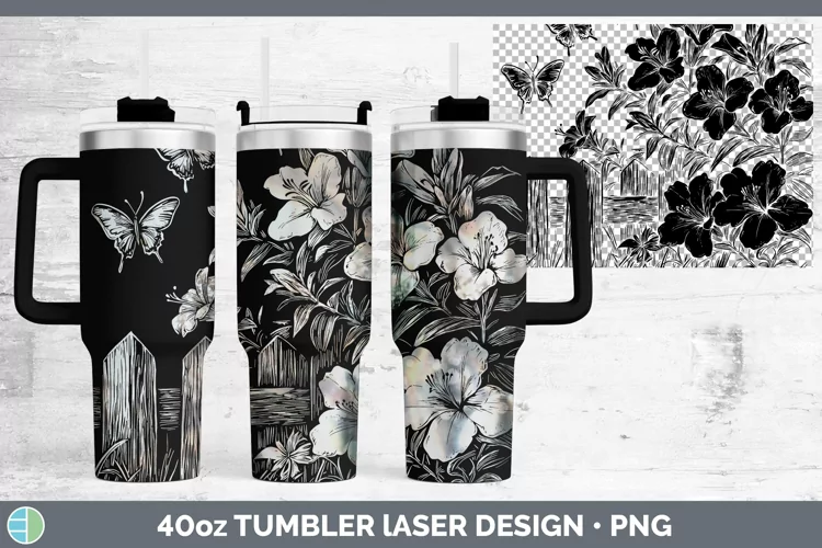 Cottage Flowers Azalea Laser 40oz Tumbler Sublimation Tumble
