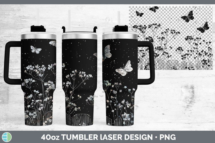 Cottage Flowers Babys Breath Gypsophila Laser 40oz Tumbler S