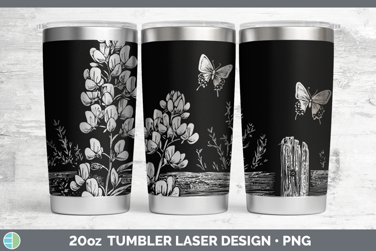 Cottage Flowers Bluebonnet Laser 20oz Tumbler Sublimation Tu