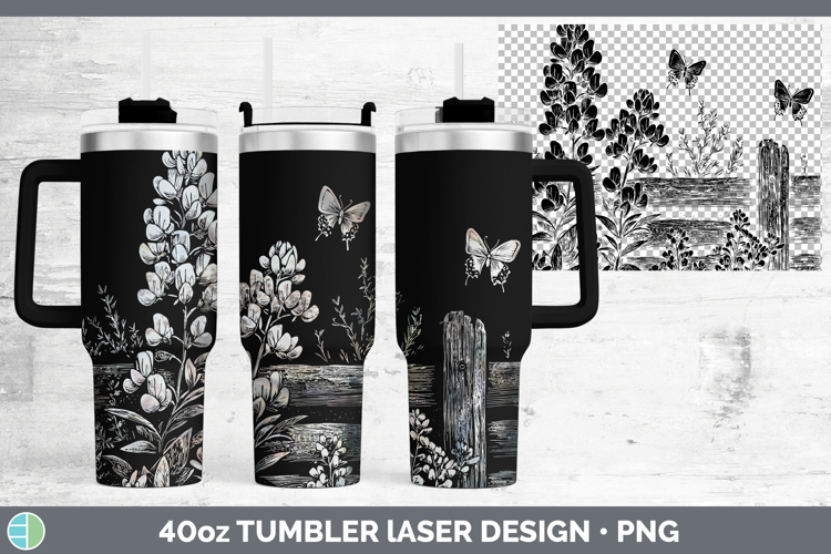 Cottage Flowers Bluebonnet Laser 40oz Tumbler Sublimation Tu