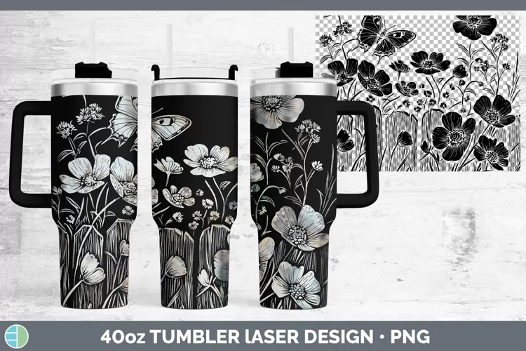 Cottage Flowers Buttercup Laser 40oz Tumbler Sublimation Tum