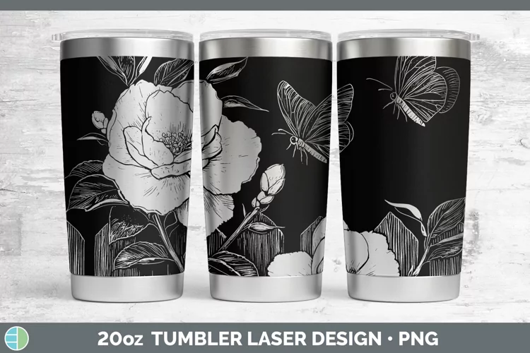 Cottage Flowers Camellia Laser 20oz Tumbler Sublimation Tumb