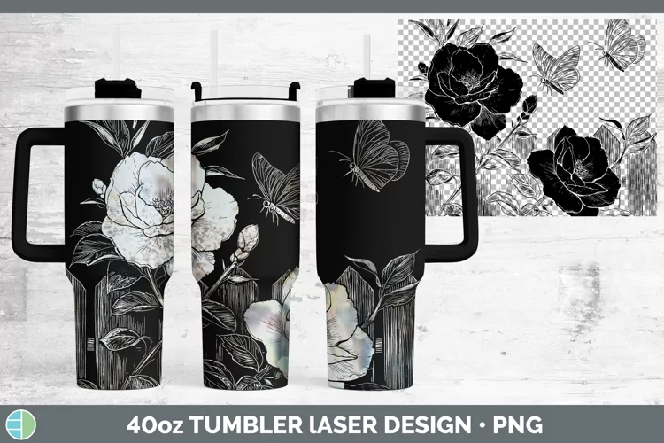 Cottage Flowers Camellia Laser 40oz Tumbler Sublimation Tumb