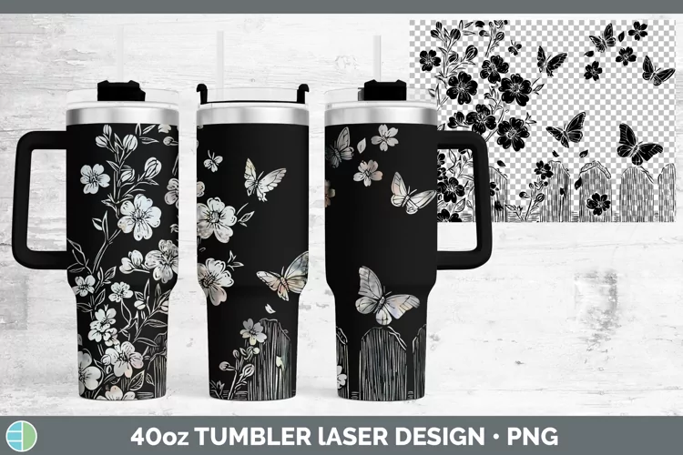 Cottage Flowers Cherry Blossom Laser 40oz Tumbler Sublimatio