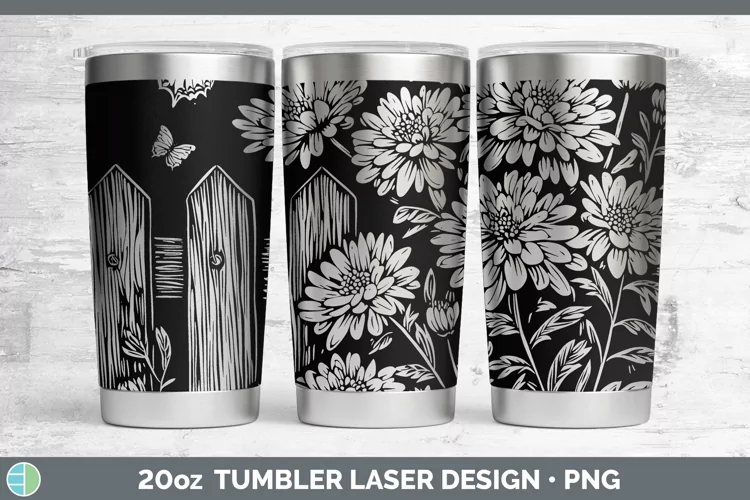 Cottage Flowers Chrysanthemum Laser 20oz Tumbler Sublimation