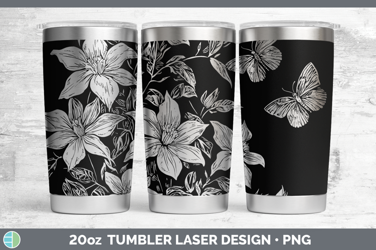 Cottage Flowers Clematis Laser 20oz Tumbler Sublimation Tumb