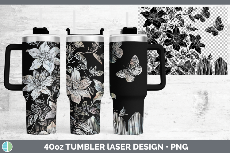Cottage Flowers Clematis Laser 40oz Tumbler Sublimation Tumb