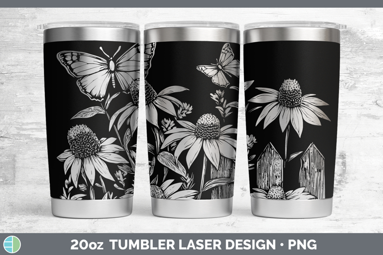 Cottage Flowers Coneflower Laser 20oz Tumbler Sublimation Tu