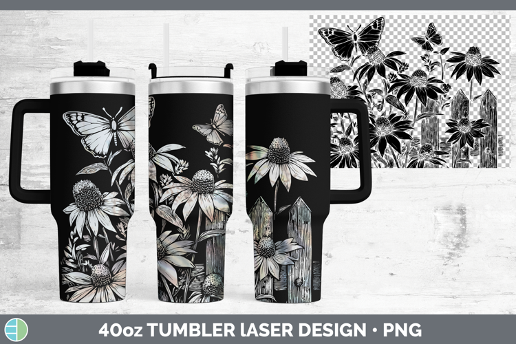 Cottage Flowers Coneflower Laser 40oz Tumbler Sublimation Tu