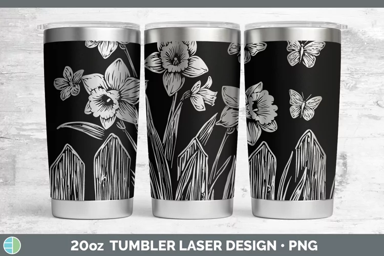 Cottage Flowers Daffodil Laser 20oz Tumbler Sublimation Tumb