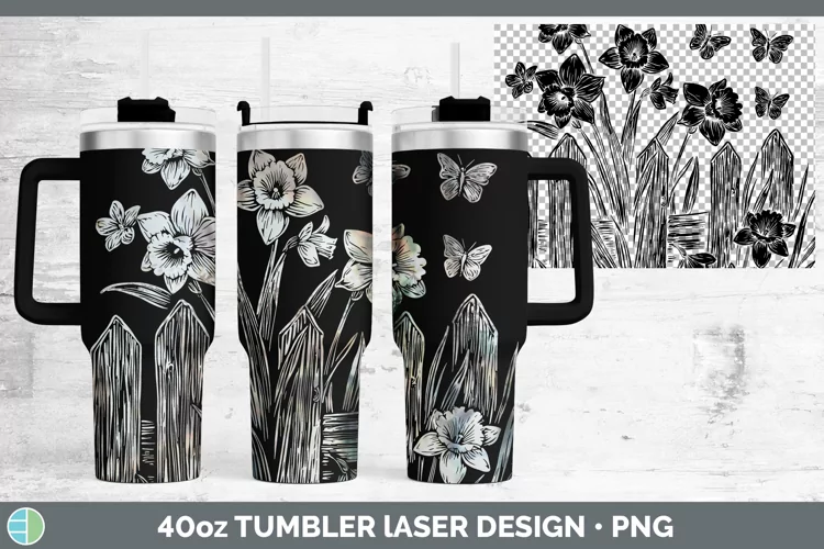 Cottage Flowers Daffodil Laser 40oz Tumbler Sublimation Tumb