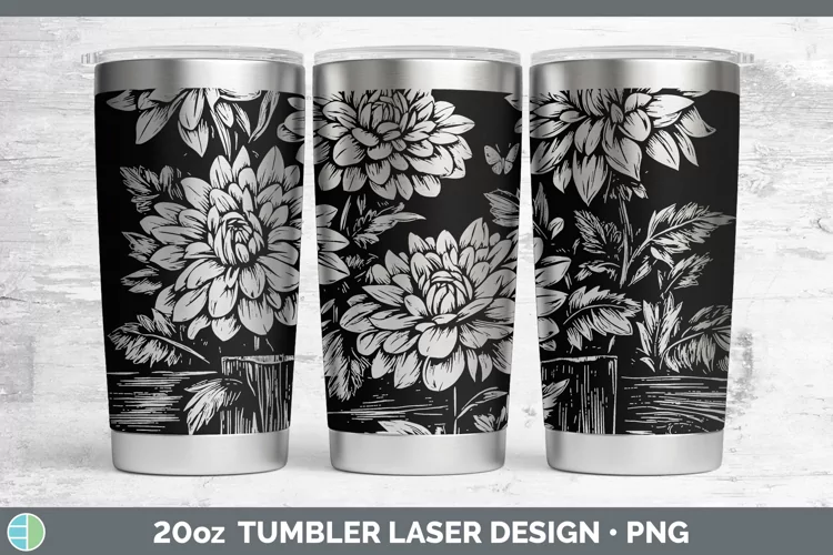 Cottage Flowers Dahlia Laser 20oz Tumbler Sublimation Tumble