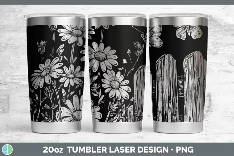 Cottage Flowers Daisy Laser 20oz Tumbler Sublimation Tumbler