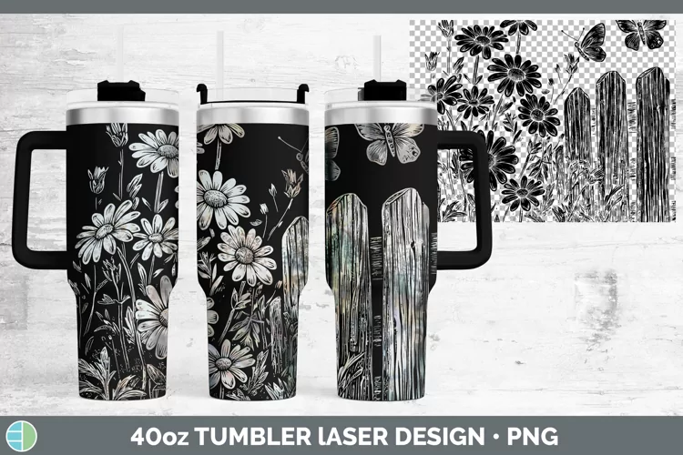 Cottage Flowers Daisy Laser 40oz Tumbler Sublimation Tumbler