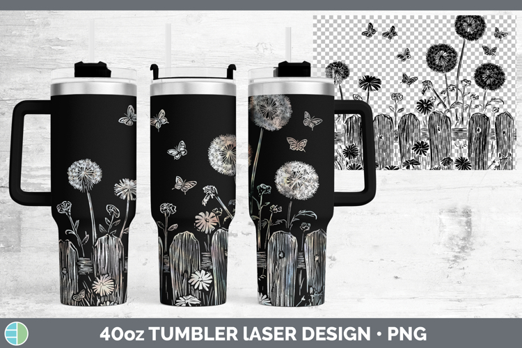 Cottage Flowers Dandelion Laser 40oz Tumbler Sublimation Tum