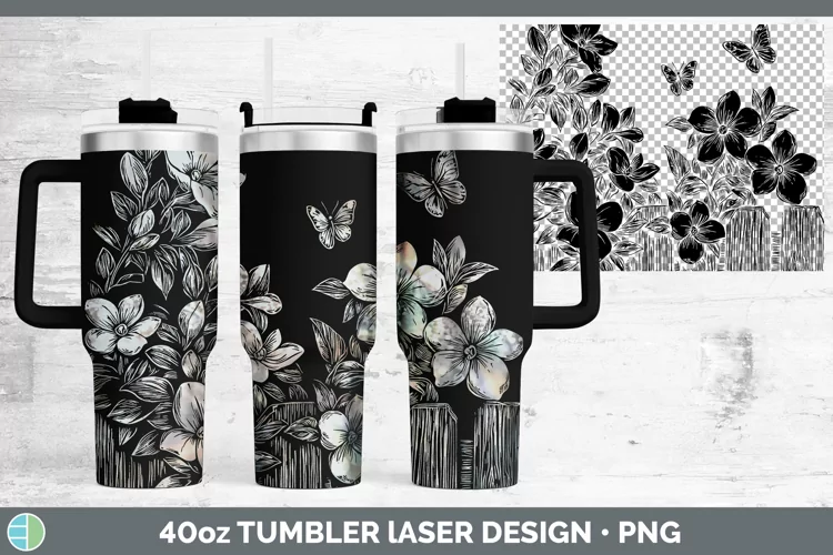 Cottage Flowers Gardenia Laser 40oz Tumbler Sublimation Tumb