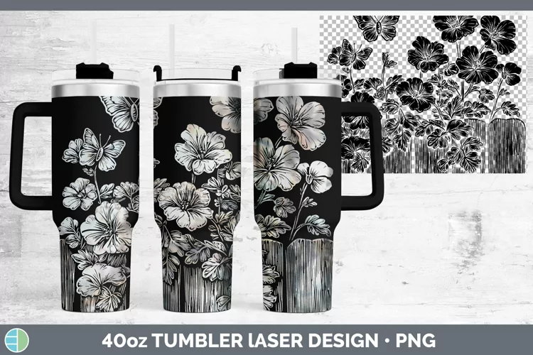 Cottage Flowers Geranium Laser 40oz Tumbler Sublimation Tumb