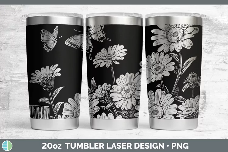 Cottage Flowers Gerbera Daisy Laser 20oz Tumbler Sublimation