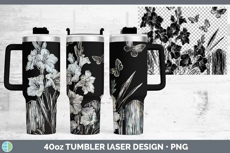Cottage Flowers Gladiolus Laser 40oz Tumbler Sublimation Tum