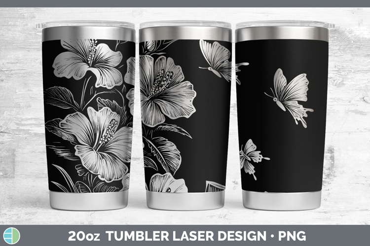 Cottage Flowers Hibiscus Laser 20oz Tumbler Sublimation Tumb