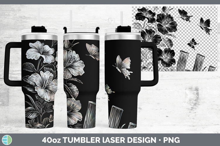 Cottage Flowers Hibiscus Laser 40oz Tumbler Sublimation Tumb