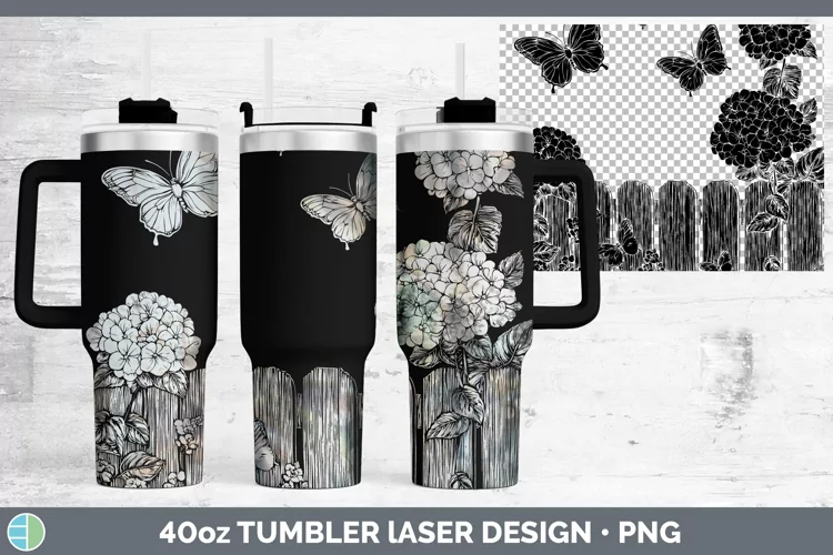 Cottage Flowers Hydrangea Laser 40oz Tumbler Sublimation Tum