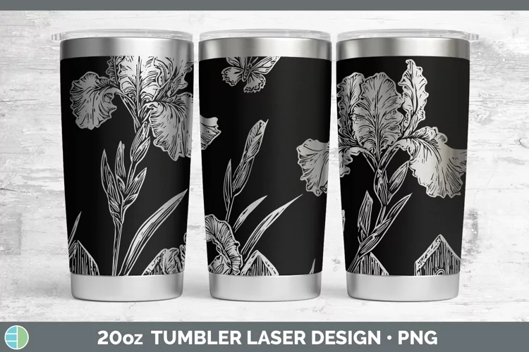 Cottage Flowers Iris Laser 20oz Tumbler Sublimation Tumbler