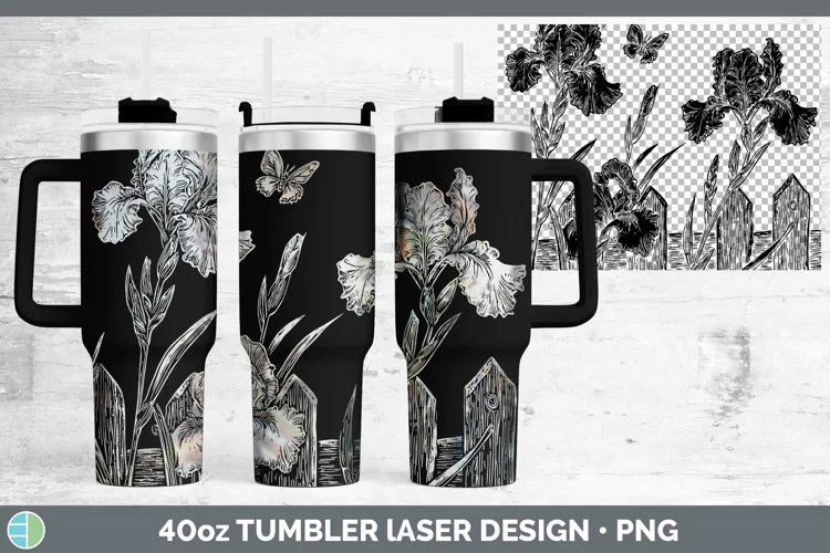 Cottage Flowers Iris Laser 40oz Tumbler Sublimation Tumbler