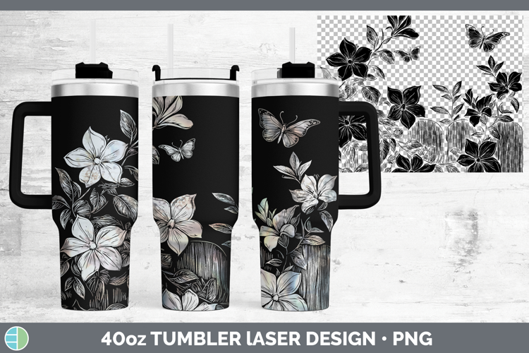 Cottage Flowers Jasmine Laser 40oz Tumbler Sublimation Tumbl
