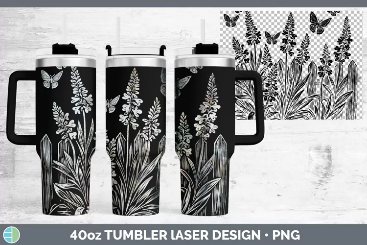 Cottage Flowers Lavender Laser 40oz Tumbler Sublimation Tumb
