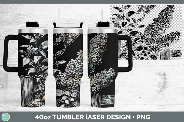 Cottage Flowers Lilac Laser 40oz Tumbler Sublimation Tumbler