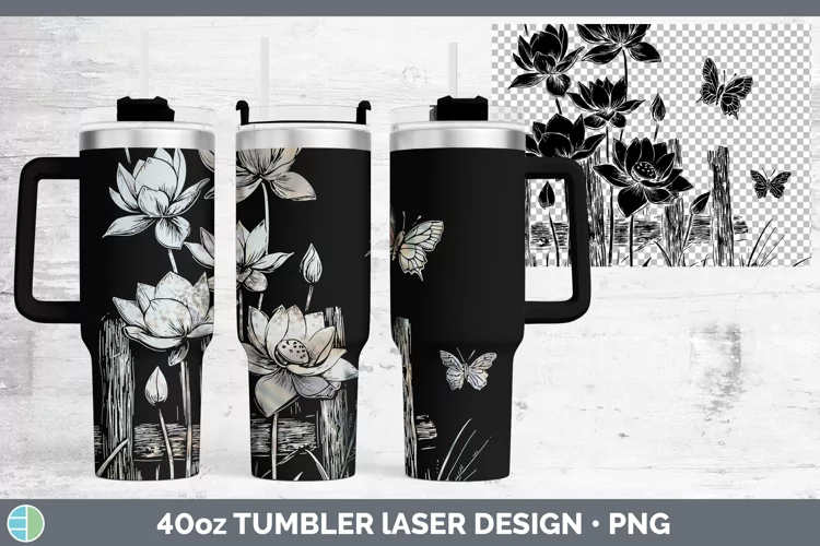 Cottage Flowers Lotus Laser 40oz Tumbler Sublimation Tumbler