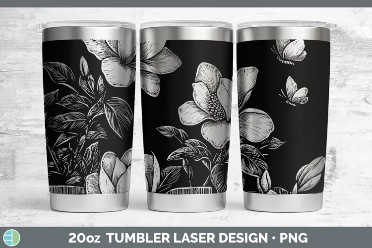Cottage Flowers Magnolia Laser 20oz Tumbler Sublimation Tumb