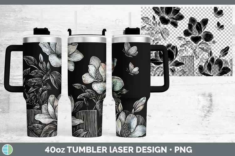 Cottage Flowers Magnolia Laser 40oz Tumbler Sublimation Tumb