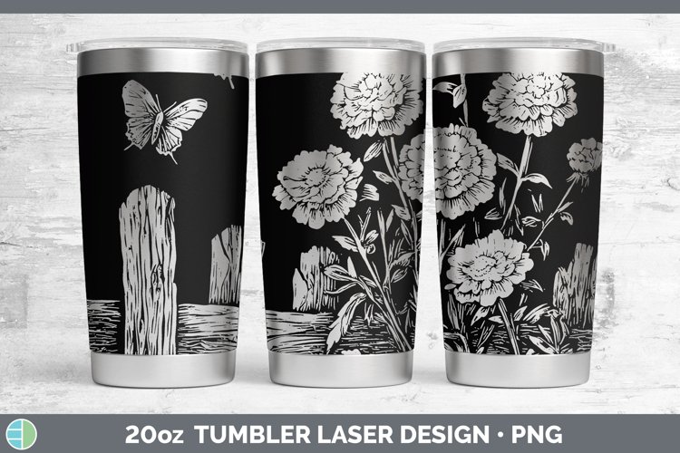 Cottage Flowers Marigold Laser 20oz Tumbler Sublimation Tumb