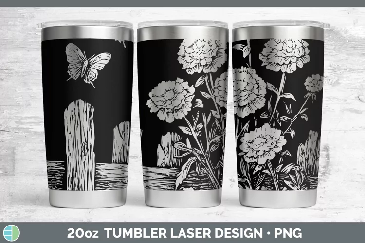 Cottage Flowers Marigold Laser 20oz Tumbler Sublimation Tumb