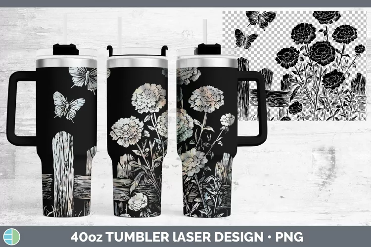Cottage Flowers Marigold Laser 40oz Tumbler Sublimation Tumb