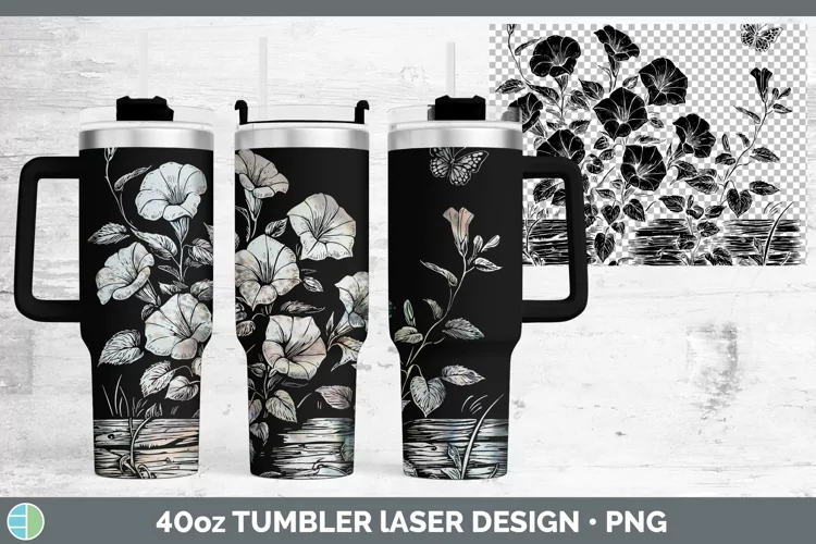 Cottage Flowers Morning Glory Laser 40oz Tumbler Sublimation