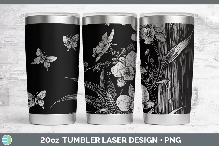 Cottage Flowers Orchid Laser 20oz Tumbler Sublimation Tumble