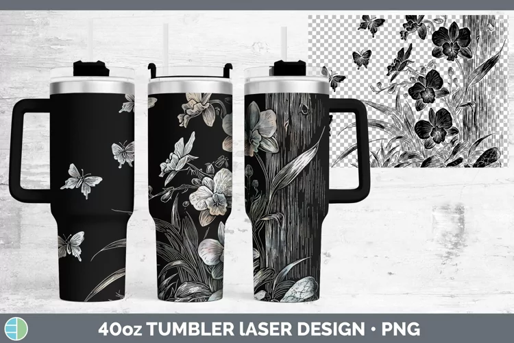 Cottage Flowers Orchid Laser 40oz Tumbler Sublimation Tumble