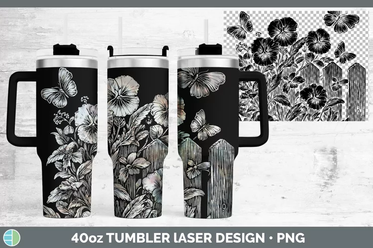 Cottage Flowers Pansy Laser 40oz Tumbler Sublimation Tumbler