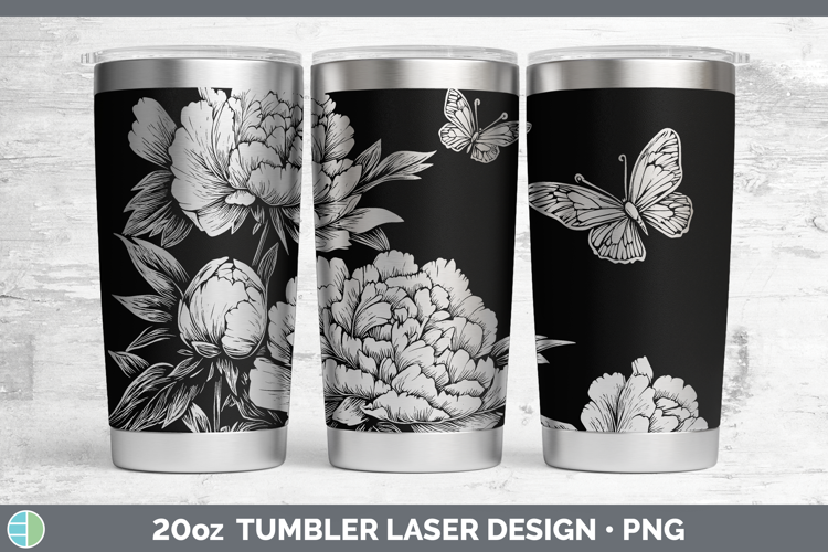 Cottage Flowers Peony Laser 20oz Tumbler Sublimation Tumbler