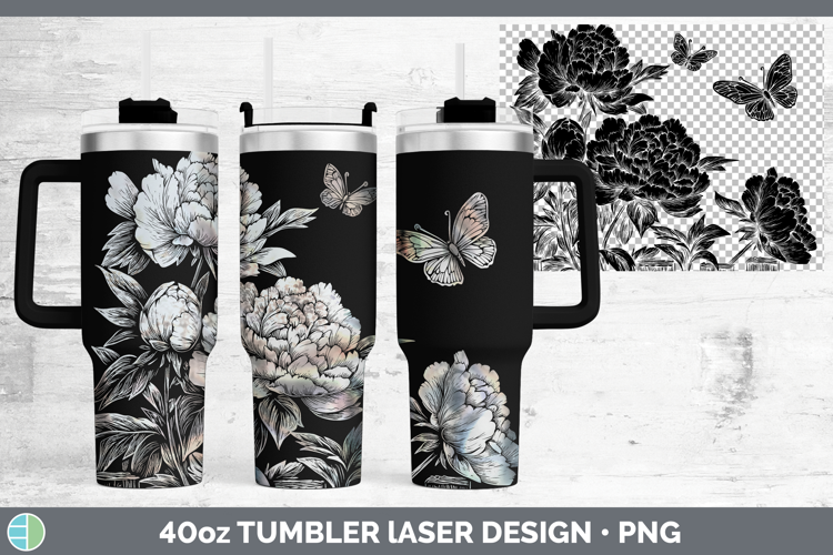 Cottage Flowers Peony Laser 40oz Tumbler Sublimation Tumbler