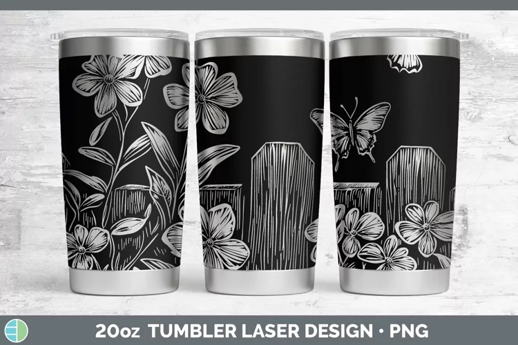 Cottage Flowers Periwinkle Laser 20oz Tumbler Sublimation Tu