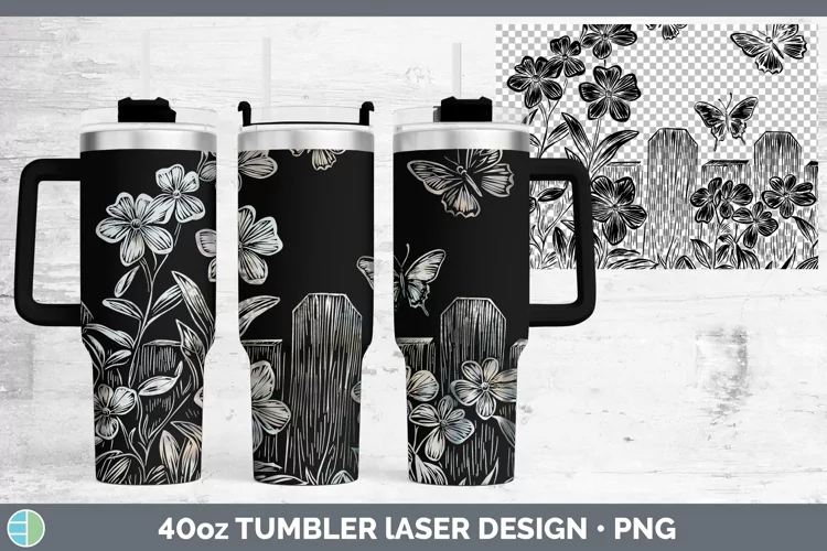 Cottage Flowers Periwinkle Laser 40oz Tumbler Sublimation Tu