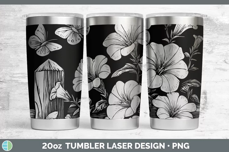 Cottage Flowers Petunia Laser 20oz Tumbler Sublimation Tumbl