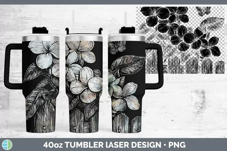 Cottage Flowers Plumeria Laser 40oz Tumbler Sublimation Tumb