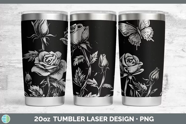Cottage Flowers Rose Laser 20oz Tumbler Sublimation Tumbler