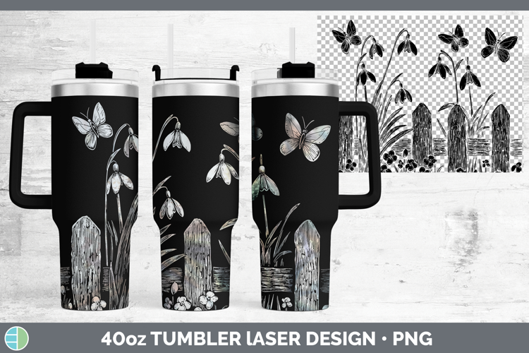 Cottage Flowers Snowdrop Laser 40oz Tumbler Sublimation Tumb